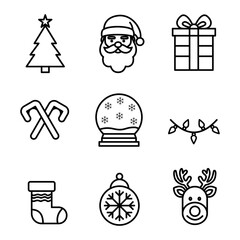 Festive Christmas Icon Set for the Holiday Season, perfect for festive design
