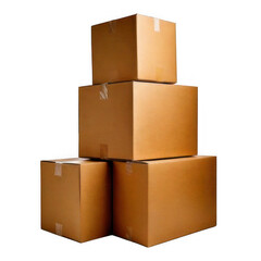 Obraz premium stack of cardboard boxes for delivery isolated on white or transparent