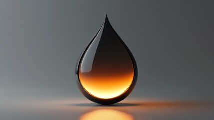 Fototapeta premium Abstract teardrop, glowing interior, studio setting, modern design, digital rendering, possible use for branding or design