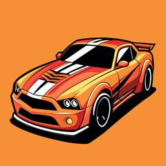Naklejka premium Orange Hot Wheels Style Sports Car Vector Illustration