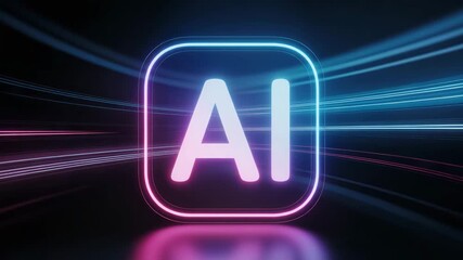 Dynamic AI logo with vibrant neon light trails and futuristic design, perfect for tech, innovation, and digital transformation branding - Powered by Adobe