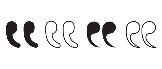 Quotation mark icon set. isolated on white background, vector illustration design.