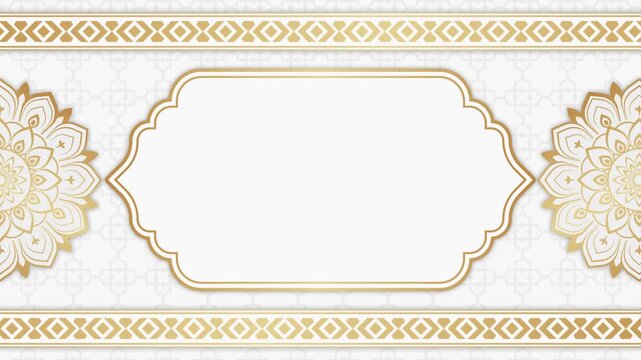 Golden Islamic mandala animation on white background