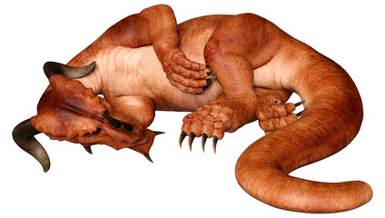 3D Rendering Fairy Tale Dragon on White