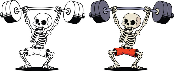 Skeleton lifting barbell with weights bone