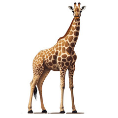 Naklejka premium Portrait of a giraffe standing animal wildlife isolated on transparent background.