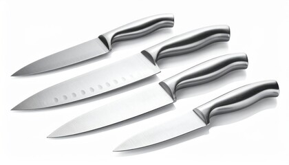 Fototapeta premium High-quality stainless steel kitchen knives with ergonomic handles, perfect for culinary enthusiasts and professional chefs.