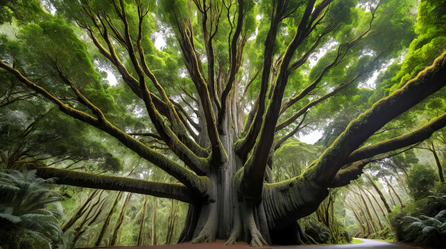 Giant kauri tree famous tourist point of interest