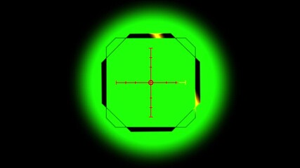 Digital Sniper Scope Reticle Green Neon Glow Targeting Crosshair Aiming Precision Focus Zoom View video - Powered by Adobe