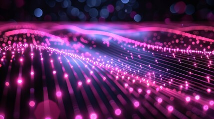 Illuminated holographic nodes creating a vibrant network of geometric shapes for team collaboration