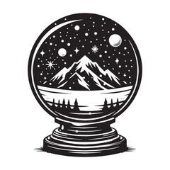 Black Snow Globe  Silhouette Vector Illustration design, Solid White Background