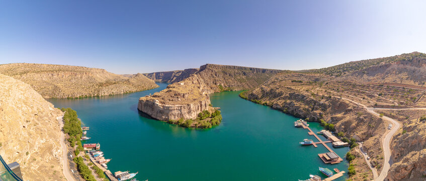 Panoramic view of Rumkale and Euphrates River