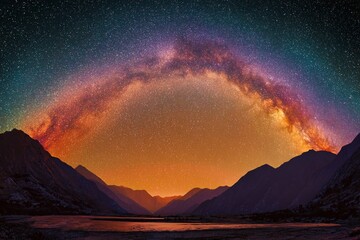 Milky Way Over Alien Landscape