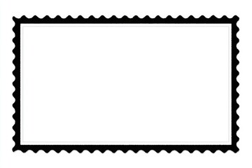 Blank Rectangular Postage Stamp With Black Perforated Border