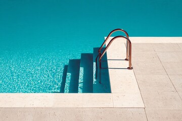 Minimal Pool Ladder on Aqua Background