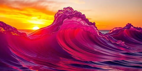 Fiery orange and purple hues paint abstract wave forms at sunset,  nature,  heat