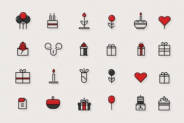 Minimalist Birthday Icons in Grid Layout