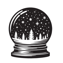 Black Snow Globe  Silhouette Vector Illustration design, Solid White Background