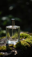 Perfume Bottle with Moss and a Water Droplet