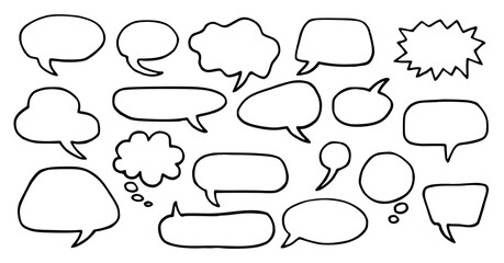 Fototapeta premium doodle text balloons bubble chat speech bubbles set