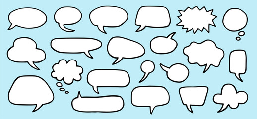 Fototapeta premium text balloons cartoon hand drawn speech bubbles doodle set collection