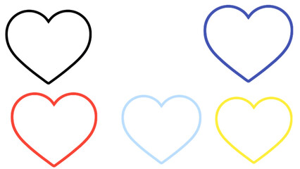 Colorful Heart Outlines on Green Background – Minimalist Pop Art Design. 