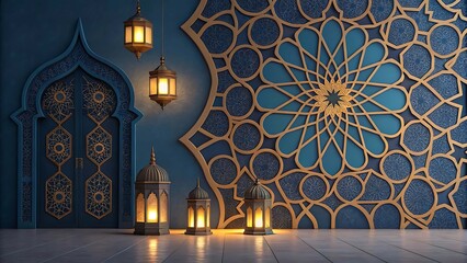 Moroccan Zellij Tiles &bull; Emerald & Gold Arabesque Background