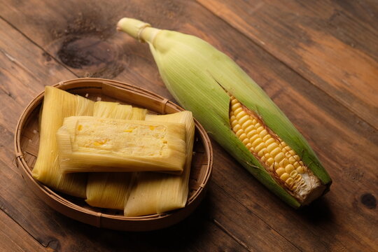 Lepet Jagung. Corn lepet is a typical Indonesian snack made from sweet corn and shredded coconut. 