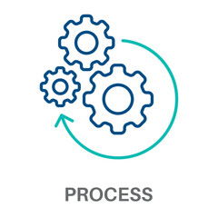 Process Outline Color Blue With Green Concept Simple Style Design Vector