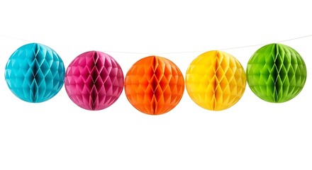 Colorful Paper Balls in a Row.