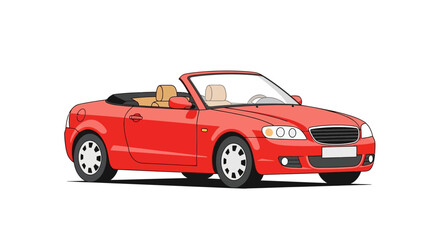Obraz premium Red Convertible Car Vector Illustration on White Background
