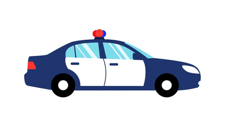 Fototapeta premium Isolated Cartoon Police Car Illustration on White Background