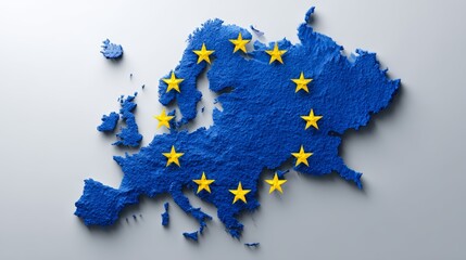 Textured european map with yellow stars representing european union