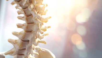 Stunning detail of a human spine against a soft, illuminated background highlighting its intricacies and beauty