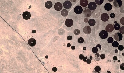Saudi Arabian Farmland: High-Resolution Satellite View of Center Pivot Irrigation
