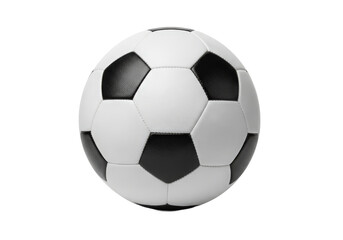 Fototapeta premium A classic black and white soccer ball positioned centrally against a clean background, ideal for sports themes