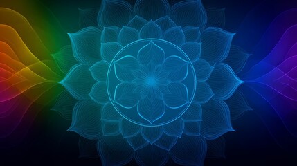 Intricate neon mandala with vibrant gradient background