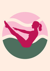 Minimalist Pilates Wall Art Pink and Green Aesthetic Exercise Illustration Modern Printable Home Decor