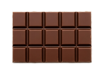 Fototapeta premium A close-up view of a chocolate bar with neatly arranged squares, showcasing its rich texture and color