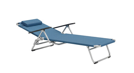 Isolated chaise lounge with arms and headrest for relaxation outdoors, summertime fun