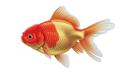 Isolated Fancy Goldfish a Pet in a Tank or Aquarium with Decorative Features and Long Fins