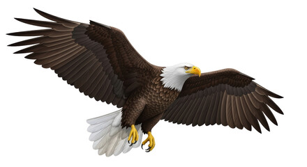 Isolated Bald Eagle soaring with outstretched wings, vector image wildlife illustration