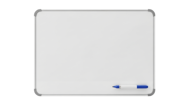 Isolated dry erase board for writing information and presenting ideas in a classroom or office