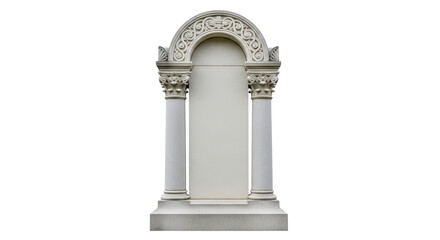 Isolated architectural feature with fluted columns and decorated archway, entranceway