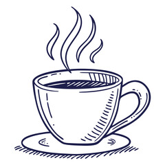Doodle style coffee cup with steam icon