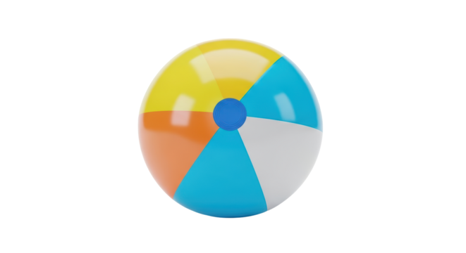 Isolated striped beach ball ready for summertime fun and outdoor games in the sun