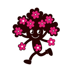 Vector art illustration of a running mascot with a flower arrangement.