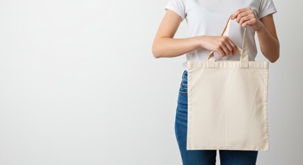 Blank canvas tote bag mockup for custom design