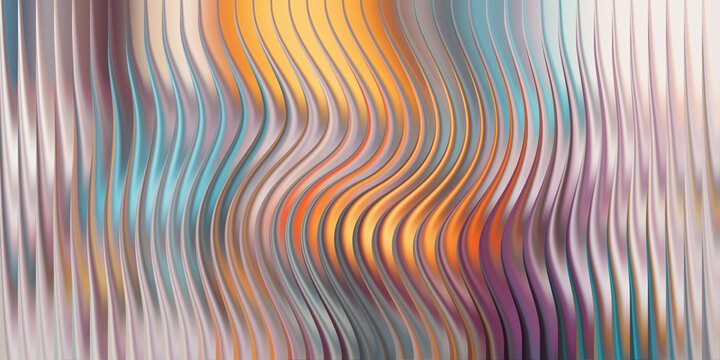Abstract wavy lines with warm orange, yellow, and blue hues