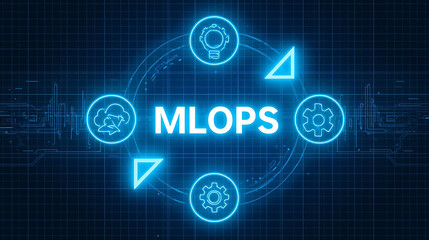 Obraz premium MLOps Integration and Deployment Framework Showcasing Machine Learning Model Lifecycle Management, Automated Pipelines, Continuous Integration and Delivery (CI/CD), Scalable Cloud Infrastructure